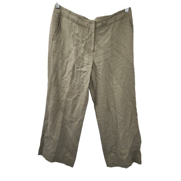 Talbots Tan 100% Linen Cropped Capri Pants Womens Petite Size 14 P - Picture 1 of 4